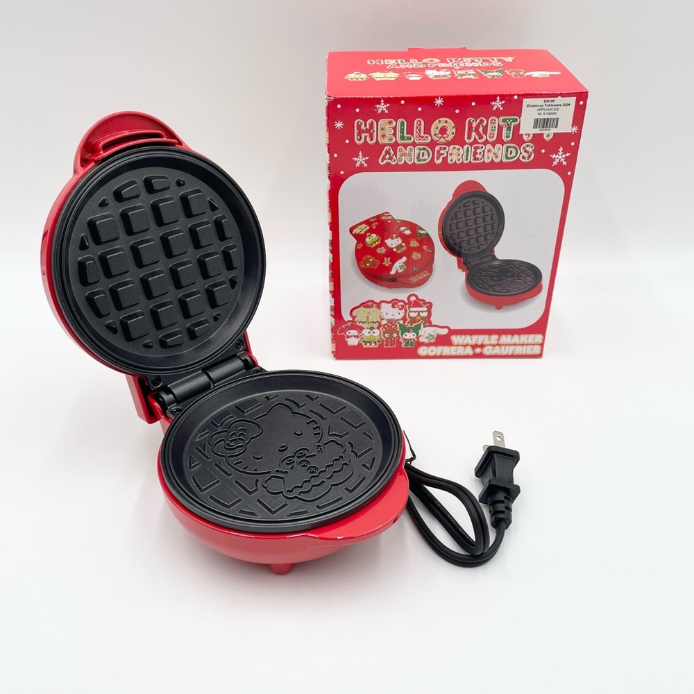 Hello Kitty Red Waffle Maker Non-Stick Plates Collectors Christmas Gift